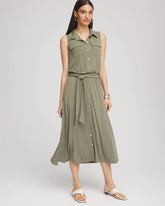 Travelers™ Knit Sleeveless Shirtdress DUSTY OLIVE - Chico's sale
