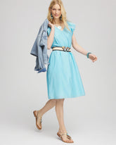 Cotton-Silk Voile Popover Dress PARADISO BLUE - Chico's online