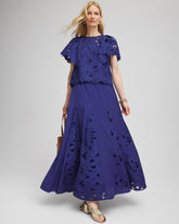Godet Maxi Eyelet Skirt BLUE CASA - Chico's sale