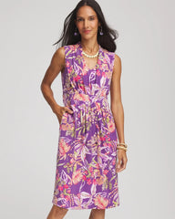 Floral Pleated Jersey Dress ALABASTER - Chico's US