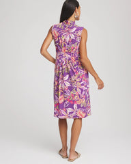 Floral Pleated Jersey Dress ALABASTER - Chico's US