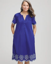 Embroidered Poplin Popover Dress BLUE CASA - Chico's online