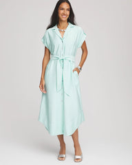 Hammered Rayon Midi Shirtdress TEAL WATERS - Chico's for sale