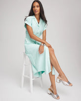Hammered Rayon Midi Shirtdress TEAL WATERS - Chico's for sale