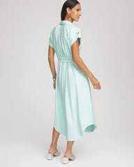 Hammered Rayon Midi Shirtdress TEAL WATERS - Chico's for sale