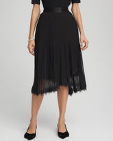 Pleated Lace Hem Midi Skirt BLACK - Chico's outlet