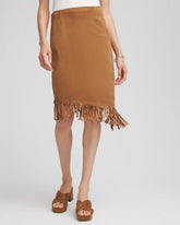 Suede Fringed Asymmetrical Skirt BURNT SIENNA - Chico's for sale