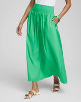 Poplin Smocked Waist Skirt GRASSY GREEN - Chico's outlet