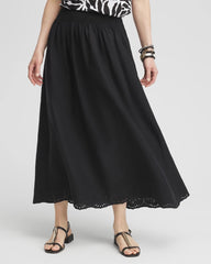 Linen Embroidered Scallop Hem Skirt BLACK - Chico's discount