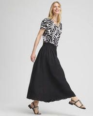 Linen Embroidered Scallop Hem Skirt BLACK - Chico's discount