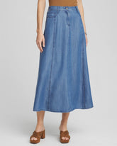 Lightweight Denim Fly Front Midi Skirt BAILEY INDIGO - Chico's US