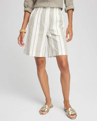 Striped Cotton-Linen Pull-On Utility Shorts ECRU - Chico's sale