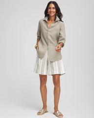 Striped Cotton-Linen Pull-On Utility Shorts ECRU - Chico's sale