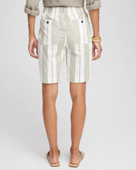 Striped Cotton-Linen Pull-On Utility Shorts ECRU - Chico's sale