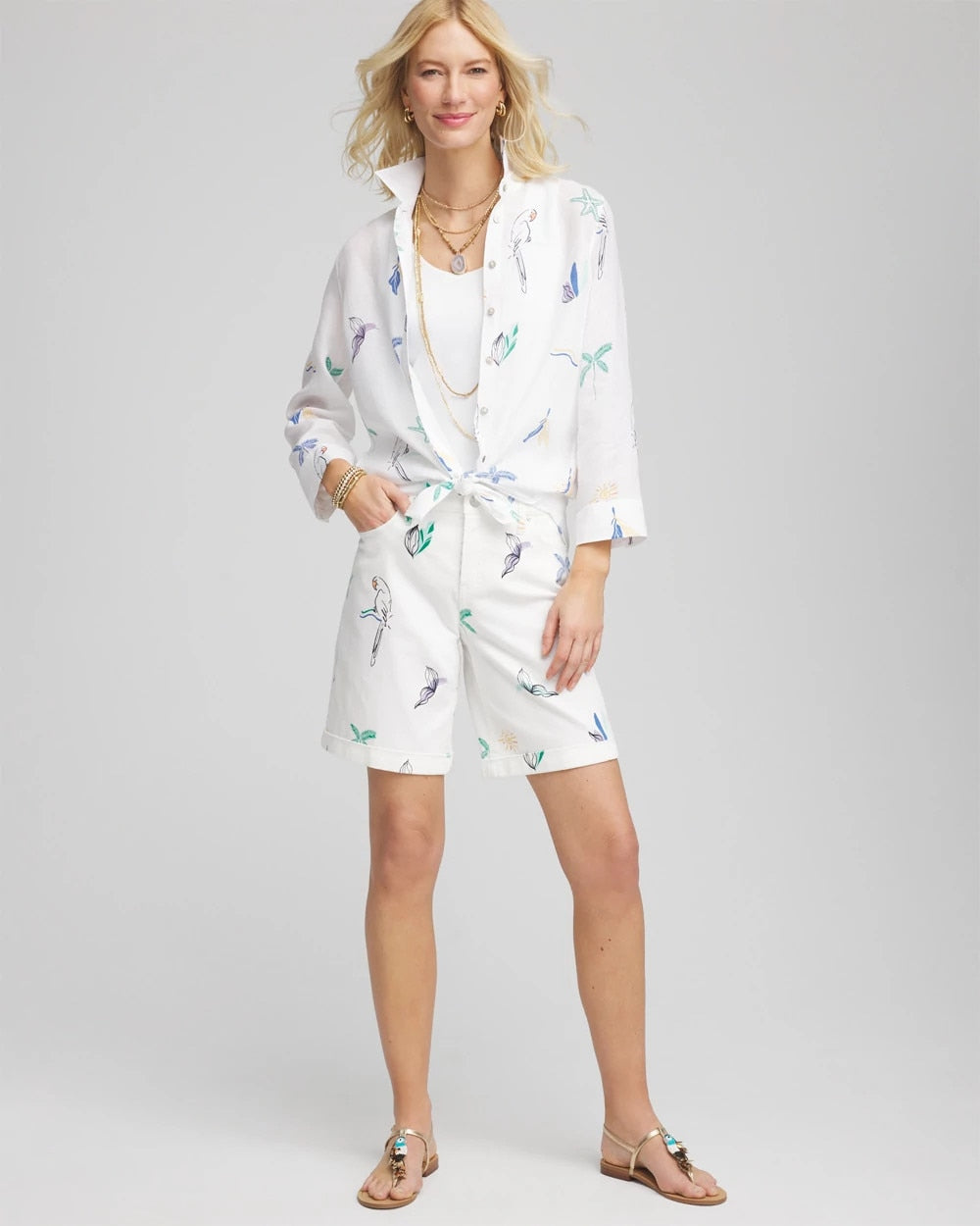 Girlfriend Cuffed Swing Denim Shorts ALABASTER - Chico's online