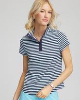 Zenergy® Striped UPF Mockneck Short-Sleeve Top PARADISO BLUE - Chico's US
