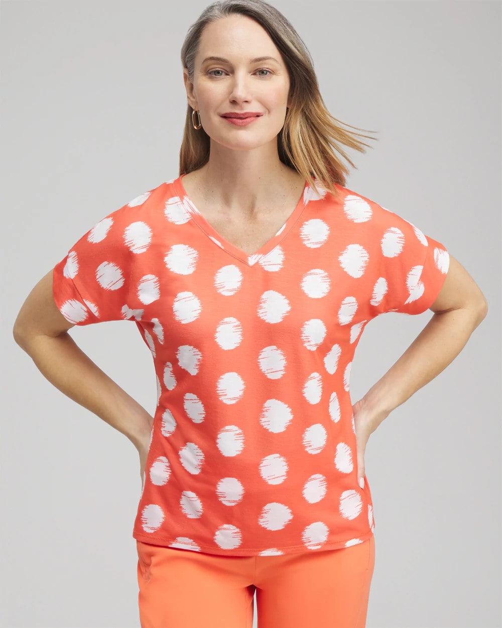 Zenergy® Dots Drop Shoulder Tee NECTARINE - Chico's sale