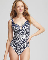 Miraclesuit® Talavera Escape One PIece Swimsuit MIDNIGHT AND WHITE - Chico's sale