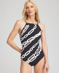 Gottex High Neck Halter Top Swimsuit BLACK/NATURAL CREAM - Chico's near me