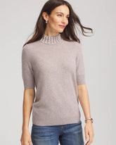 Cashmere Pearl Mockneck Sweater TAUPE HEATHER - Chico's for sale