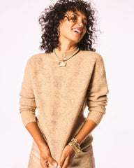 Jacquard Mockneck Pullover CHAMPAGNE FIZZ - Chico's online