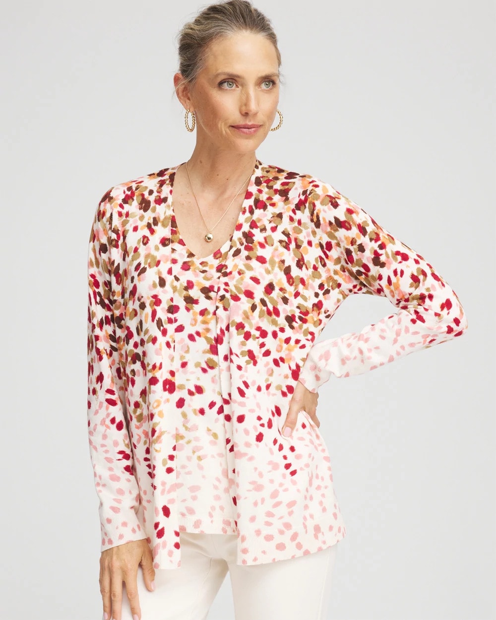 Ombré Printed V-Neck Cardigan MULTI - Chico's discount