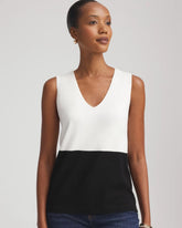Colorblock V-neck Sweater Tank ECRU - Chico's US