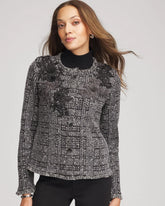 Embroidered Metallic Tweed Cardigan GRAY - Chico's for sale