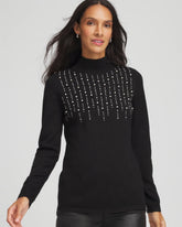 Ella Embellished Mockneck Sweater BLACK - Chico's sale