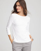 Pima Cotton 3/4 Sleeve Tee ALABASTER - Chico's near me