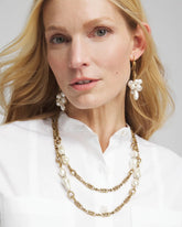 Single Strand Modern Pearl Necklace WHITE/GOLD - Chico's sale