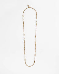 Single Strand Modern Pearl Necklace WHITE/GOLD - Chico's sale