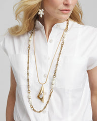 Single Strand Modern Pearl Necklace WHITE/GOLD - Chico's sale