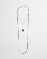 Convertible Beaded Pendant Necklace BLUE - Chico's sale