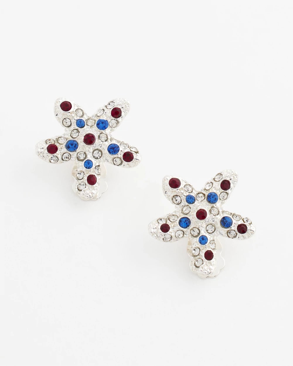 Red White & Blue Starfish Clip-On Earrings SILVER - Chico's outlet