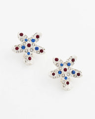 Red White & Blue Starfish Clip-On Earrings SILVER - Chico's outlet