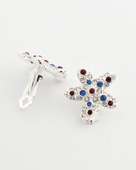 Red White & Blue Starfish Clip-On Earrings SILVER - Chico's outlet