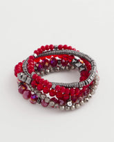 Red Stretch Set of Five Beaded Bracelets RED - Chico's outlet