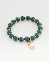 Green & Gold Beaded Charm Bracelet DARKEST SPRUCE - Chico's online