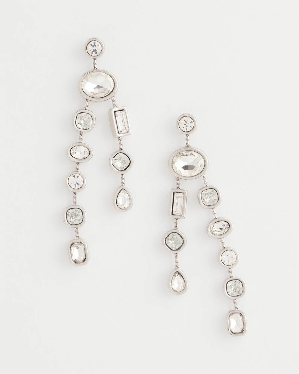 Bezel Set Linear Silvertone Earrings SILVER - Chico's sale