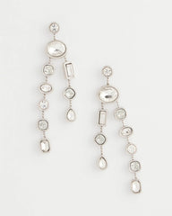 Bezel Set Linear Silvertone Earrings SILVER - Chico's sale