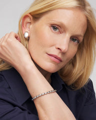 Silvertone Oval Beaded Stretch Bracelet SILVER - Chico's online