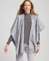 Reversible Animal Print Fringe Ruana STORM CLOUD - Chico's discount