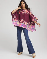 Printed Boatneck Pullover Poncho DEEP CHIANTI - Chico's sale