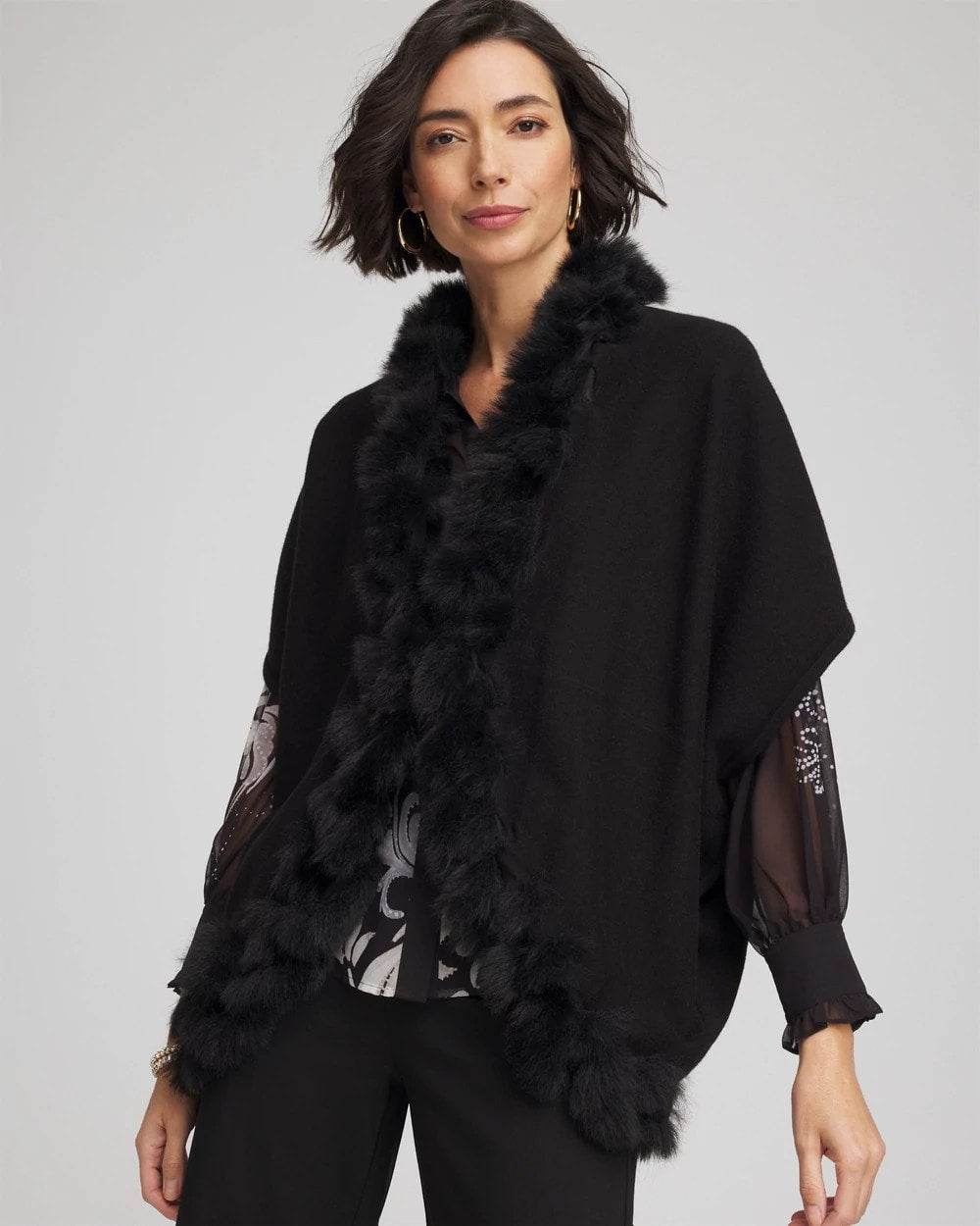 Faux Fur Cocoon BLACK - Chico's US