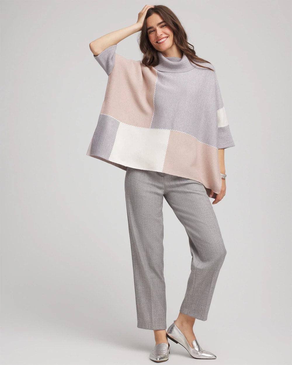 Quilted Chic Cowlneck Poncho BIRCH - Chico's outlet