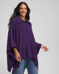 Rhinestone Zip-Collar Sweater Poncho PURPLE ELIXIR - Chico's online
