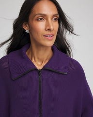 Rhinestone Zip-Collar Sweater Poncho PURPLE ELIXIR - Chico's online