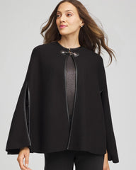 Faux Leather Trim Cape BLACK - Chico's online