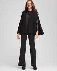 Faux Leather Trim Cape BLACK - Chico's online